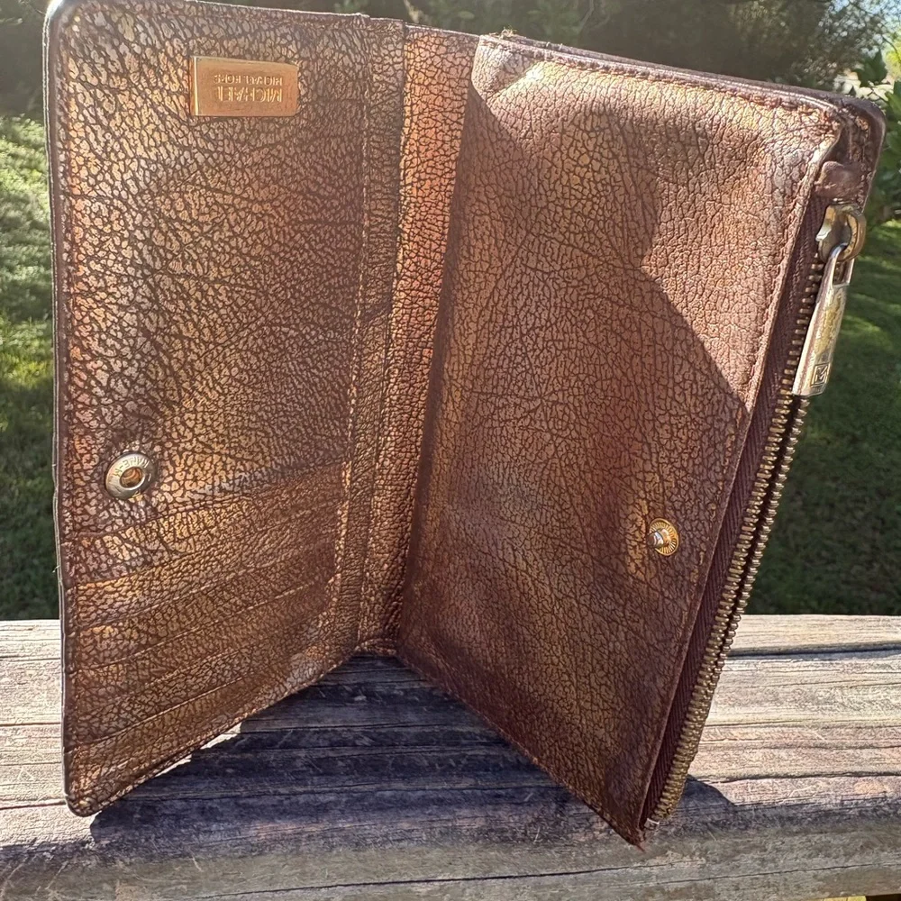 Michael kors Astor metallic Bronze Studded Leather Wallet Clutch - Picture 4 of 5